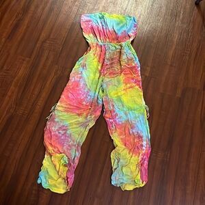 Tiare Hawaii Tye Dye Pants Romper Excellent Condition, tube top - Open back